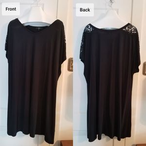 3X (30-32)T-Shirt Dress with Lace Shoulder Inserts